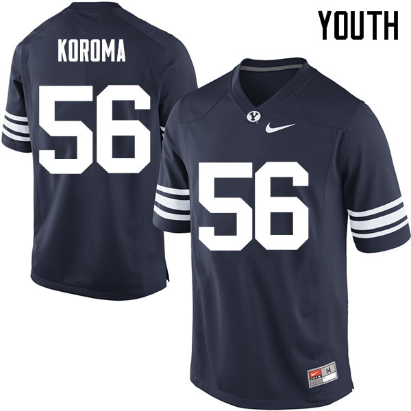 Youth #56 Tejan Koroma BYU Cougars College Football Jerseys Sale-Navy